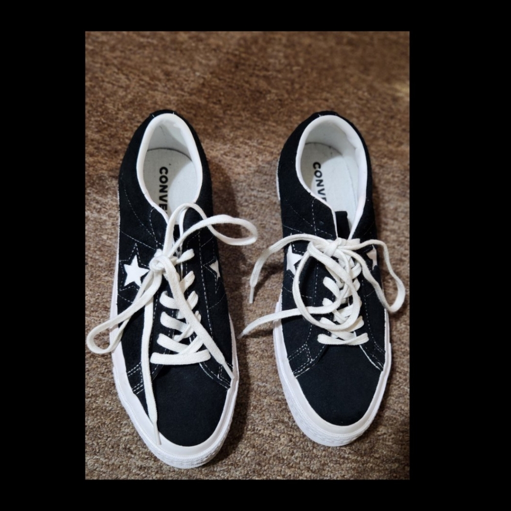 Converse One Star 🌟 158369C Low Top Sneakers Unisex Black Suede Size 10 Women's
